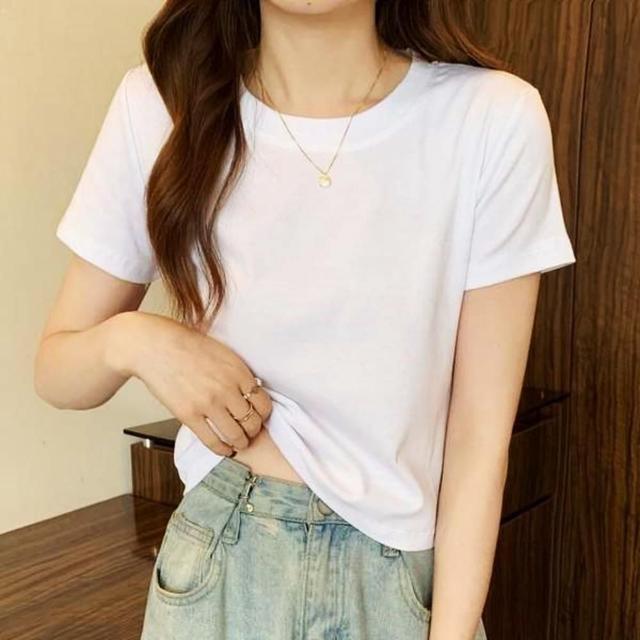 이너 티셔츠 사계절 반팔 베이직 크롭 여성