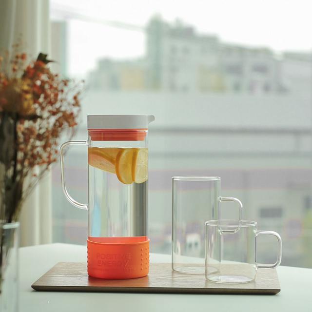 튼튼한 실리콘 내열유리 물병 1L 1.4L - 냉장고 물통