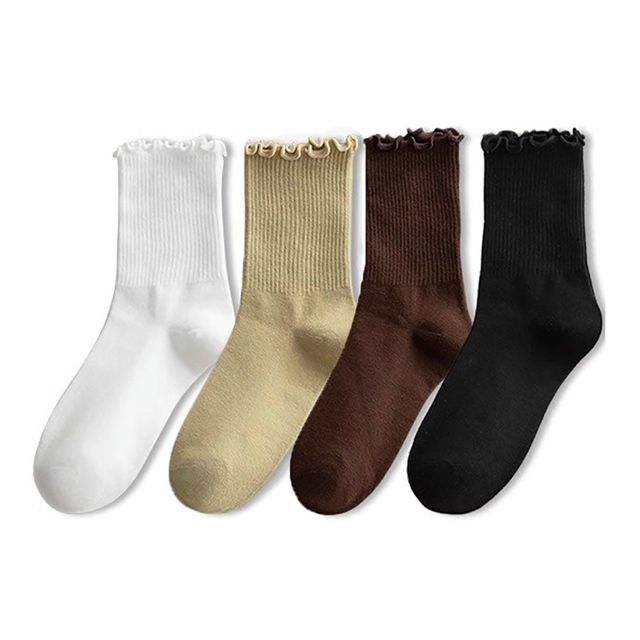 양말 골지 물결 중목 양말 4color