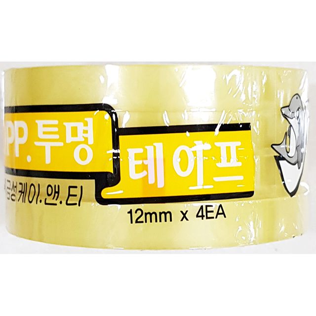 업체 사무 문구 투명4절테이프(12mmx25mx4개)X10개