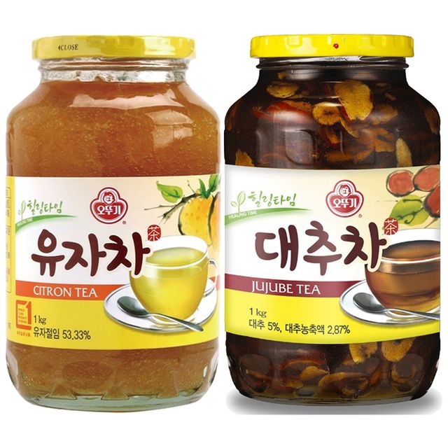 오뚜기 유자차 1kg + 대추차 1kg 대용량 세트