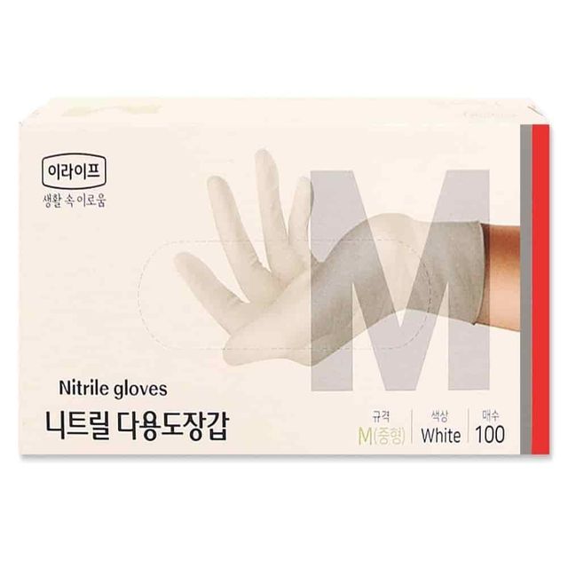 니트릴 요리장갑 M 100매, 화이트 다용도