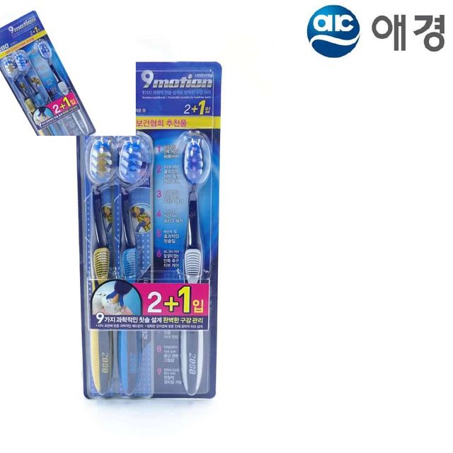 애경 나인 칫솔 3개입 부드러운모 가족칫솔 휴대용칫솔 회사칫솔 구강용품