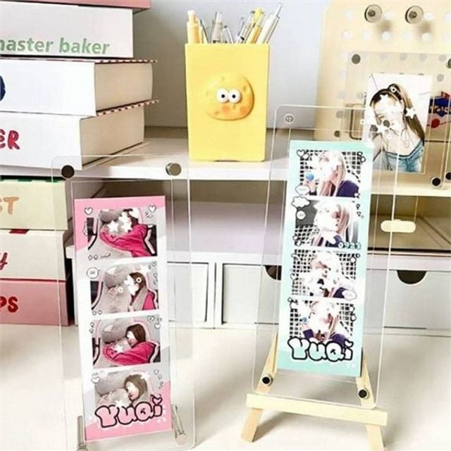아크릴 포토 카드 액자 투명 포토 카드 액자 스탠드 프레임 네컷 탁상 보관함 전시 꽂이 홀더