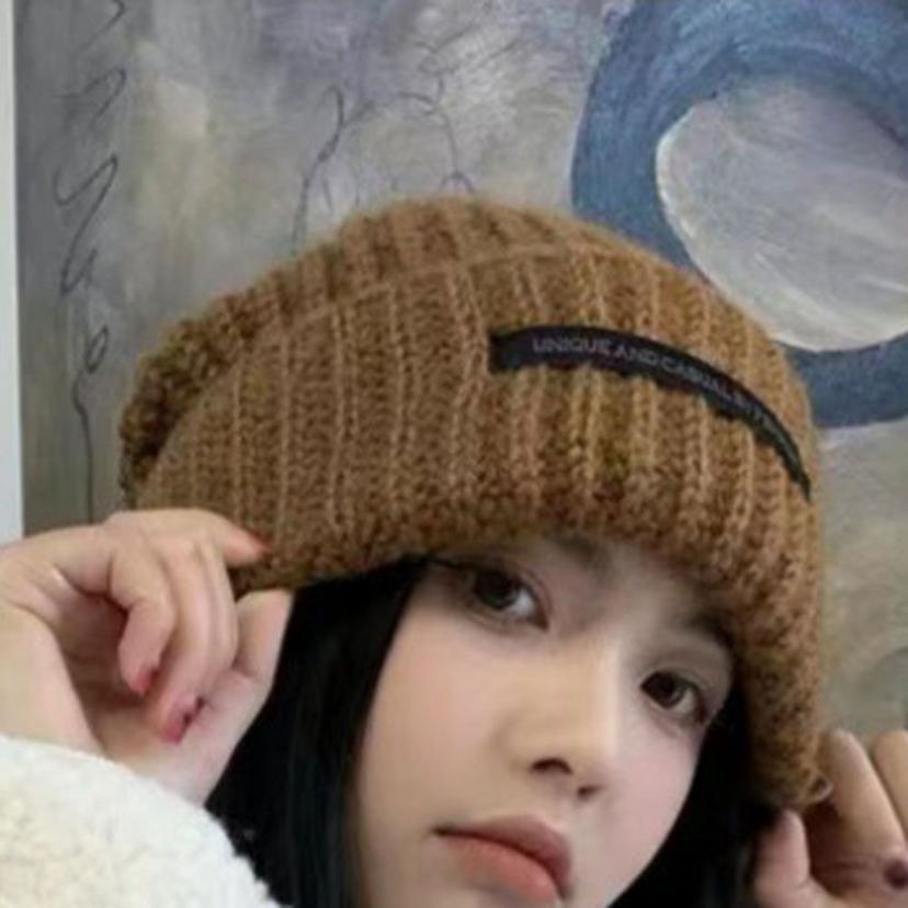 남녀공용 골지 니트 비니 모자 6컬러 로고 라벨 비니