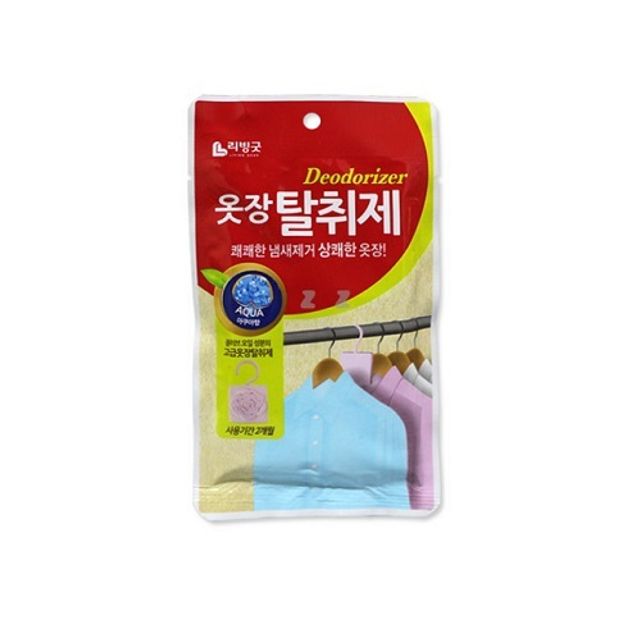 옷장 탈취제 아쿠아향 2g 고리 걸이형 - 악취 제거 및 상쾌한 향 유지