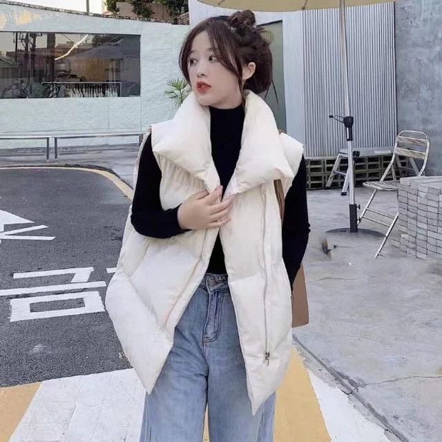 여성 오버핏 조끼 따뜻한 보온 패딩 베스트