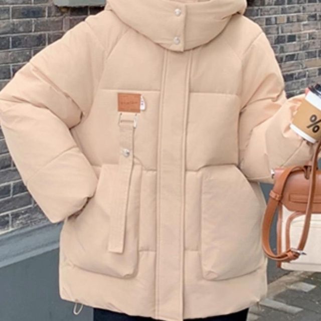 베이지 여자 숏패딩 겨울점퍼 짧은패딩 여성 겨울코디 데일리