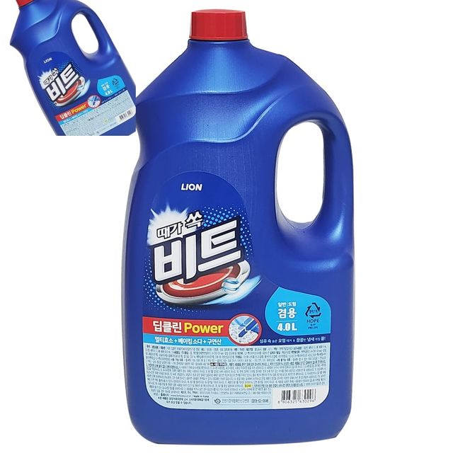 비트 딥클린 파워 액체세제 4.0 L 일반드럼겸용 액상세제 대용량 4리터 겸용세탁기