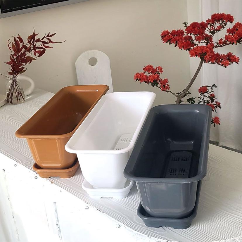 베란다 텃밭 플라스틱 화분 뷰티 60cm 받침 세트