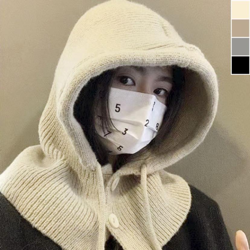 니트 후드 바라클라바 겨울 보온 패션 모자 넥워머