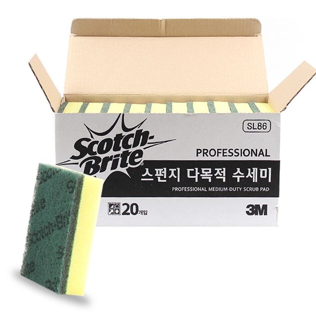 3M 스카치브라이트 스폰지 수세미 20개입 - 대용량 주방용품