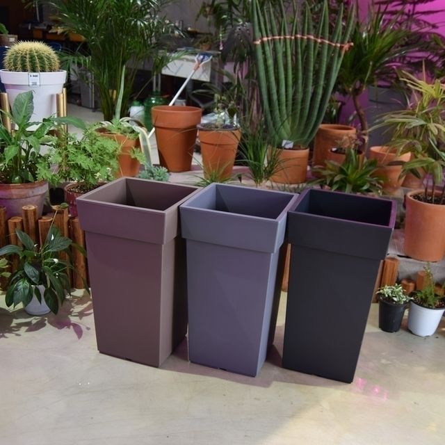 대형 플라스틱 화분 유니크 500 사각 25x25x50cm - 현대적 디자인 원예용