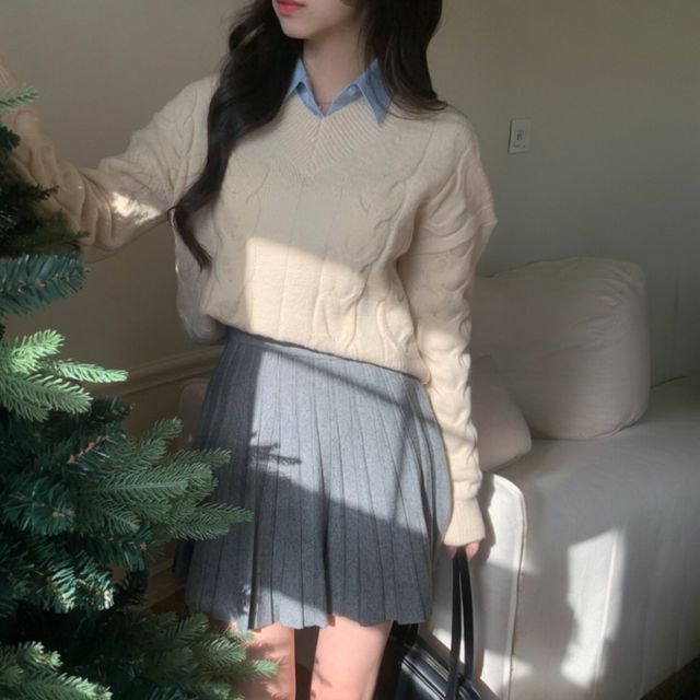 회색 플리츠 주름 치마 미니 밴딩 플레어 데일리룩 검정치마 플레어스커트