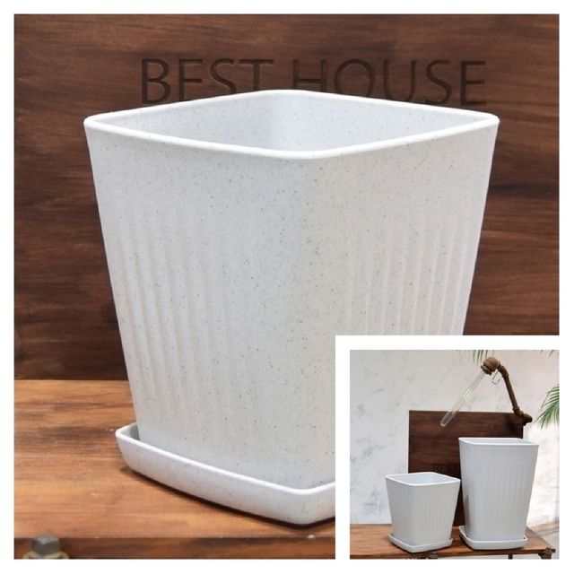 플라스틱화분 HM 가로줄사각 1호 23x23x25cm 야외화분 베란다화분 정원화분 난간화분