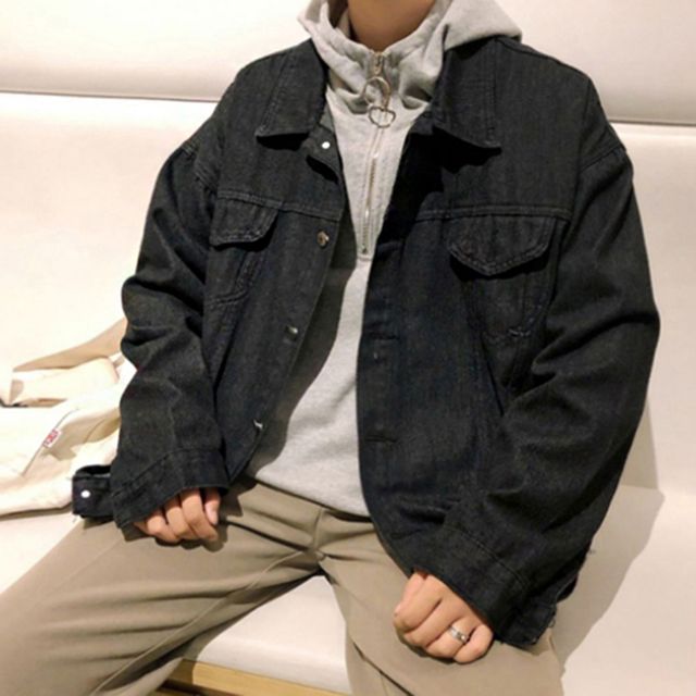 남자 구제 스타일 오버핏 데님 청자켓 - 빈티지 감성 캐주얼 아우터