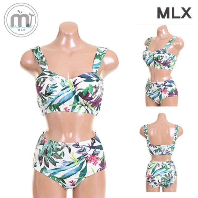 MLX 여자 비치웨어 플라워 프린트 베이직라인 비키니 수영복 DM_321