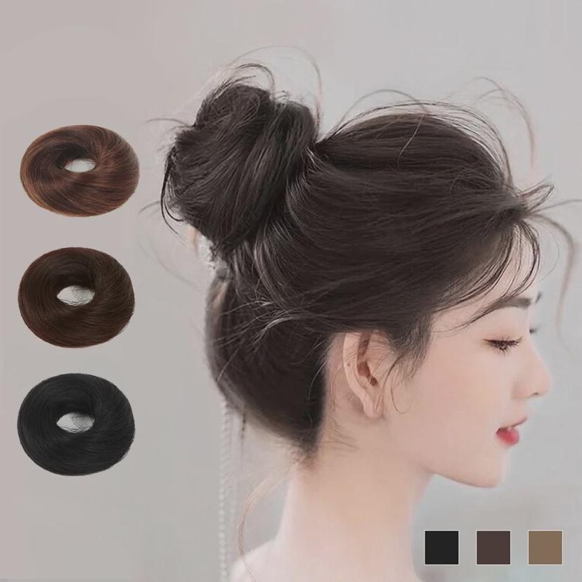 인모 생머리 똥머리 헤어밴드 가발