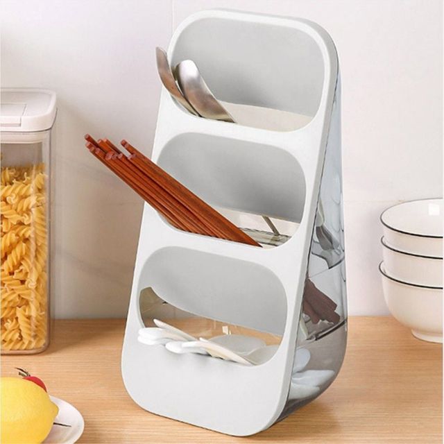 3단 물빠짐 스탠딩 수저통 화이트