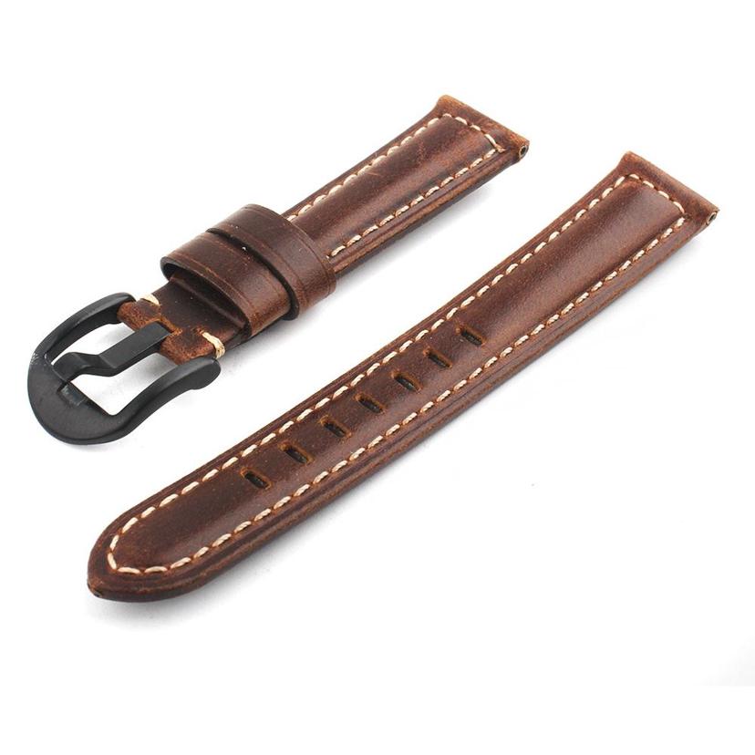 빈티지 가죽 손목시계 스트랩 22mm - 다크브라운 밴드