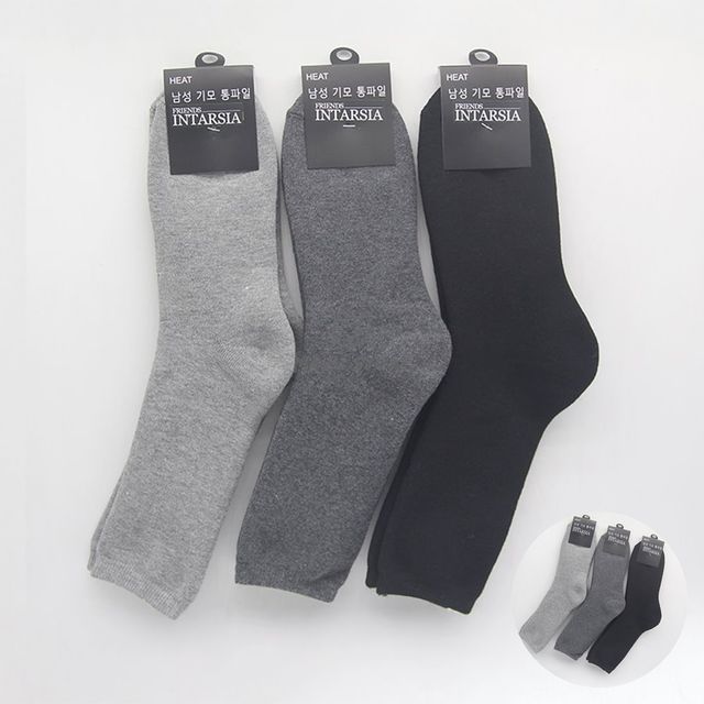 남자겨울양말 남자양말장목 무지 남성용 기모양말 장목양말 색상랜덤 3켤레