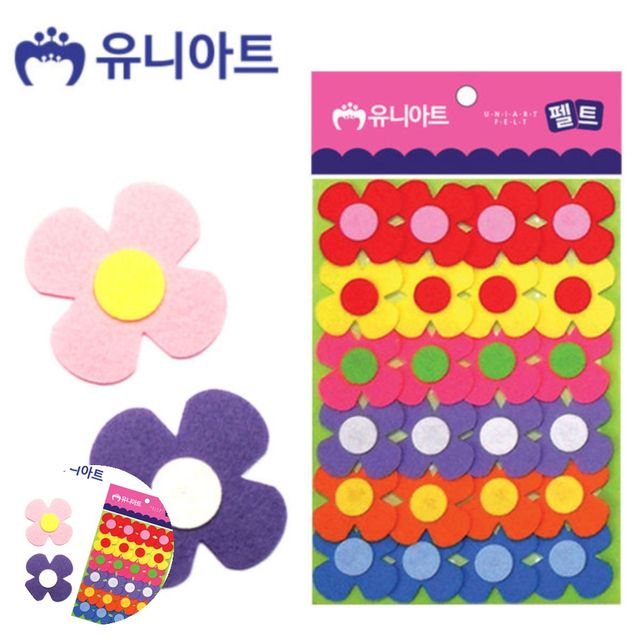 공예재료 유아만들기 펠트 데코꽃 소 45mm 24pcs