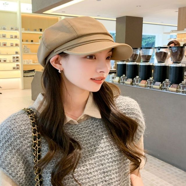 여성 4컬러 H장식 팔각모 레더벨트 챙모자 뉴스보이캡 패션 모자