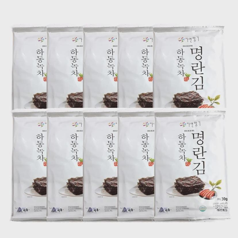 명란 뿌린 하동녹차 전장김 - 고소하고 짭짤한 명란김