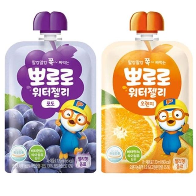 뽀로로 워터젤리 120ml 포도 오렌지 각 10개 총2 GWM