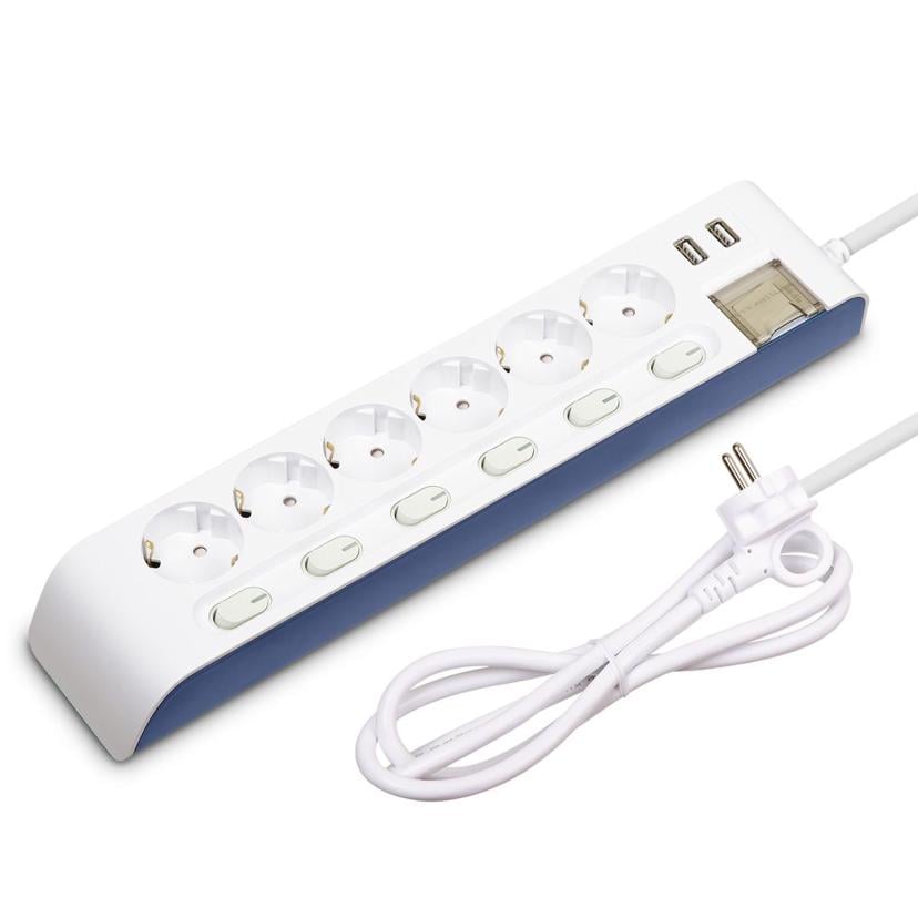 현대 하이탭 개별 6구 3M USB 멀티탭 | 16A 안전 멀티탭