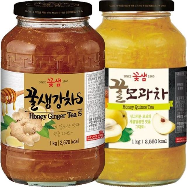 꽃샘 꿀생강차S 1kg + 꿀모과차 1kg GWM