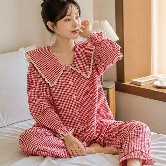 여성 잠옷 홈웨어 상하의 프루체크 파자마 의류