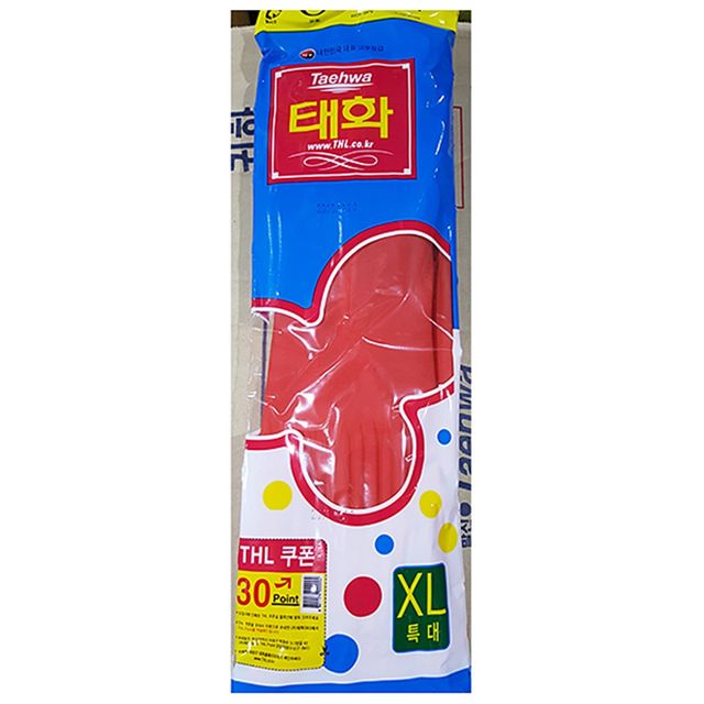 고무장갑 특대 빨간 태화 X2 내구성 작업용 장갑