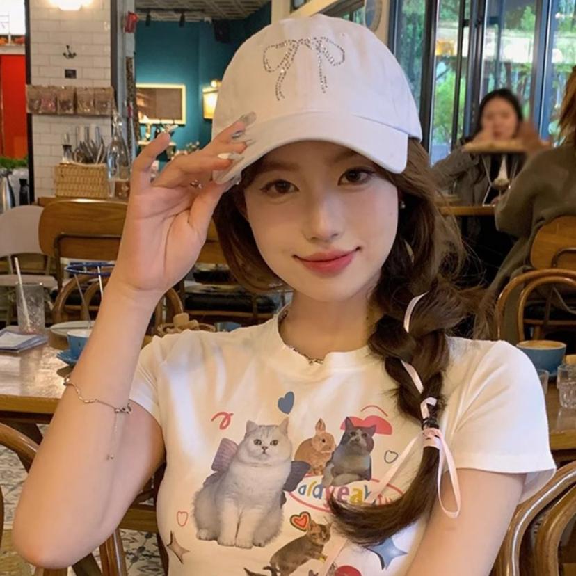 리본 모자 여자 볼캡 연예인 소두 깊은 볼캡