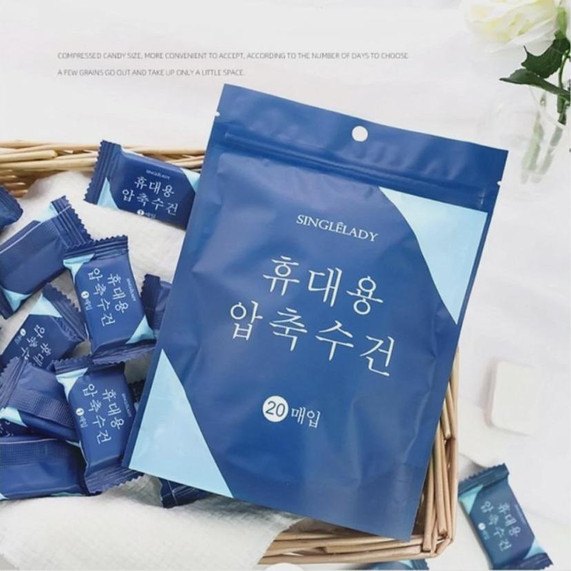 휴대용 압축 수건 코인 티슈 20매 캠핑 여행용