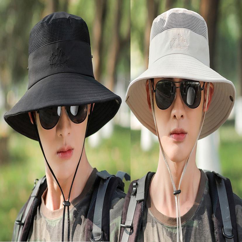 남자 여름 메쉬 사파리 모자 - 등산 낚시용 버킷햇 썬캡