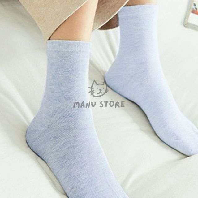 여성 중목양말 발목 양말 5켤레, 여름 블루 양말