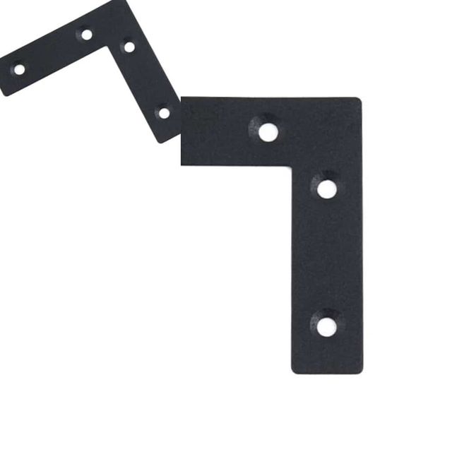 평철 60x60x1T 흑색 ㄱ자 연결철물, 목재 보강철물