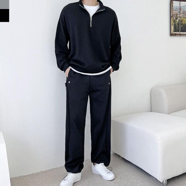 남성 사이드 스냅 오버 루즈핏 와이드팬츠