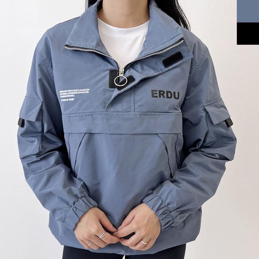 남녀공용 반집업 아노락 바람막이 - 오버핏 커플룩 자켓
