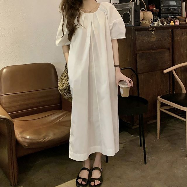 편하게 입기 좋은 데일리 볼륨 일자핏 롱원피스