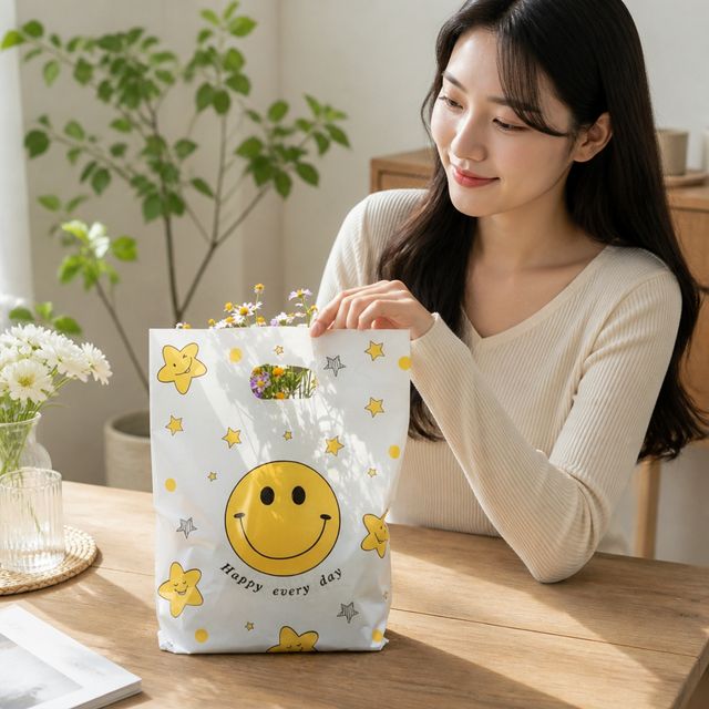 스마일 디자인 소형 쇼핑백 봉투 용품