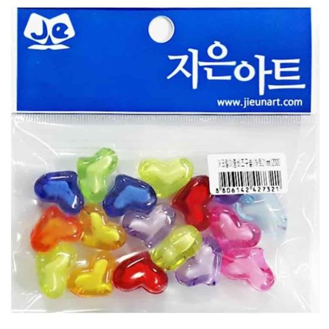 아크릴비즈 하트 21mm 공예DIY 만들기재료 비즈장식 하트비즈