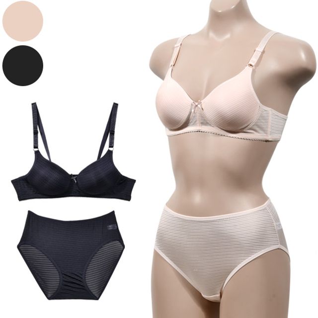 인견 메쉬 풀컵 노와이어 몰드 브라 팬티 세트 - 편안한 일상 속옷 세트