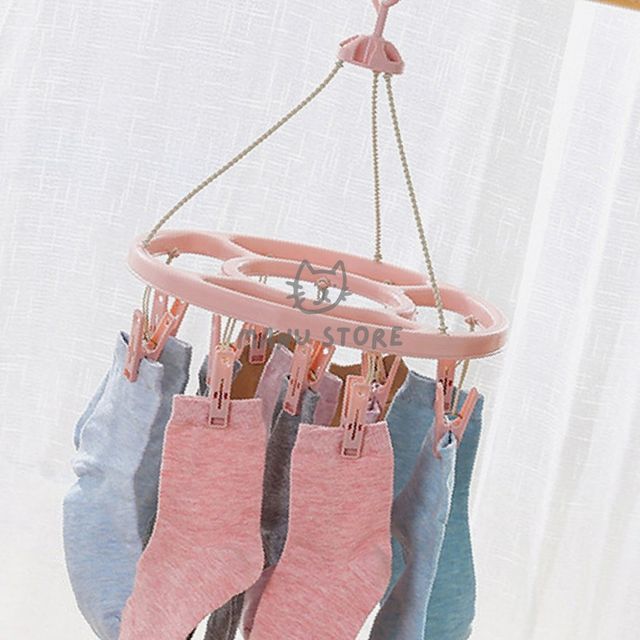 집게빨래건조 빨래건조대 빨래집게 건조대 2p세트 12p 핑크