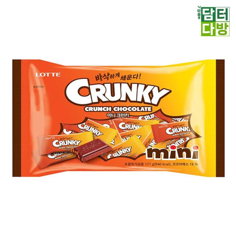 롯데 미니 크런키 171g 3개 세트 - 바삭한 초콜릿 간식