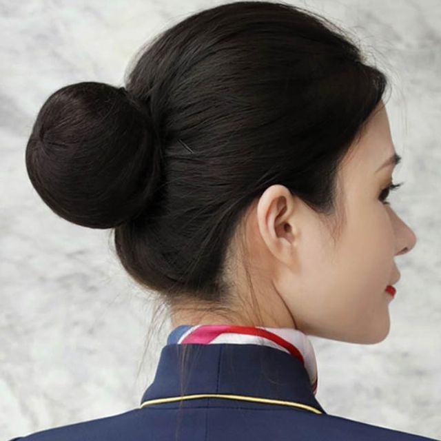 깔끔한 당고머리 승무원 가발 똥머리 스타일 가발