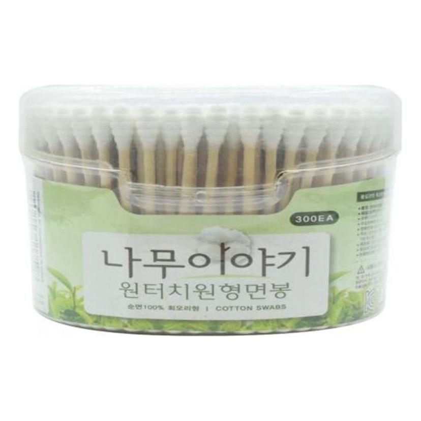 나무스틱 원터치 면봉 300개입 화장용 귀이개 겸용 면봉