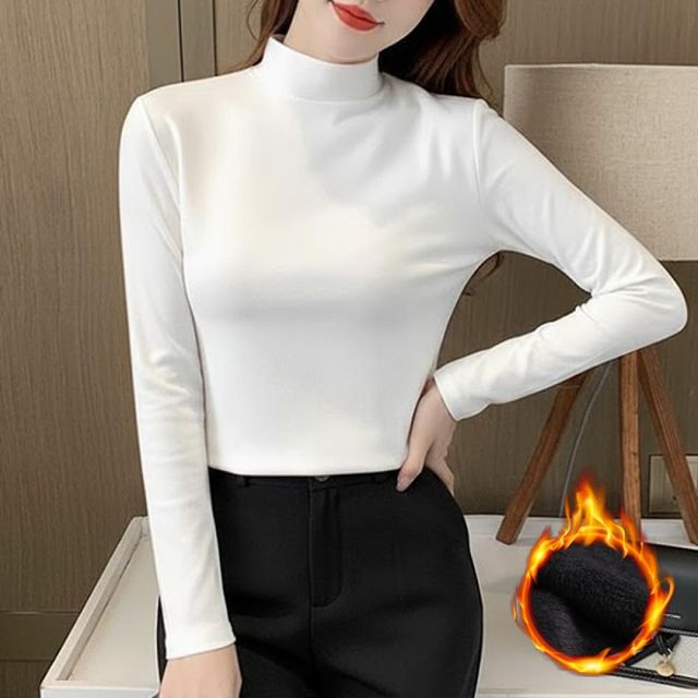 흰티 흰색티셔츠 기본티 이너티 여성목폴라티 여자목폴라티 여성티셔츠 기본 긴팔티 이너