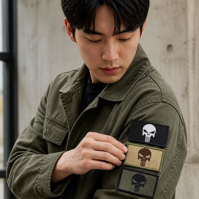 자수 패치 와펜 해골 군복 의류 부착용 뱃지